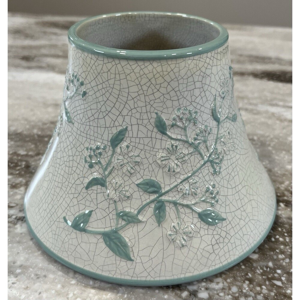 Yankee Candle Beach Flower Candle Topper lamp shade crackle finish Cottagecore